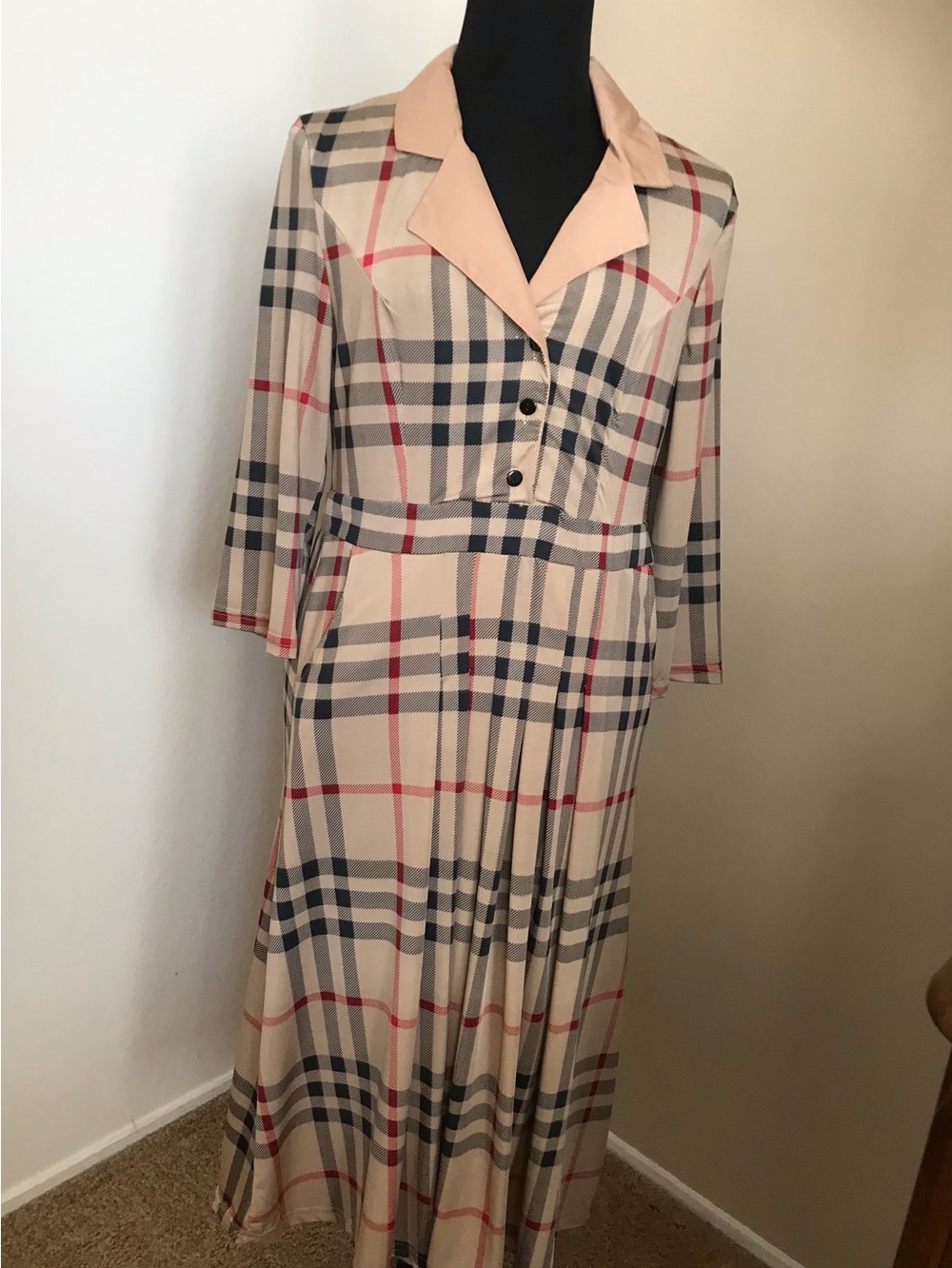 Checkered Plaid Designer Inspired Print Dress Size M